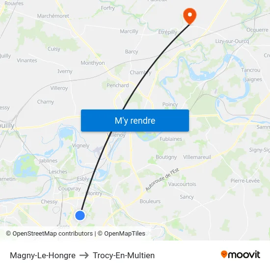 Magny-Le-Hongre to Trocy-En-Multien map