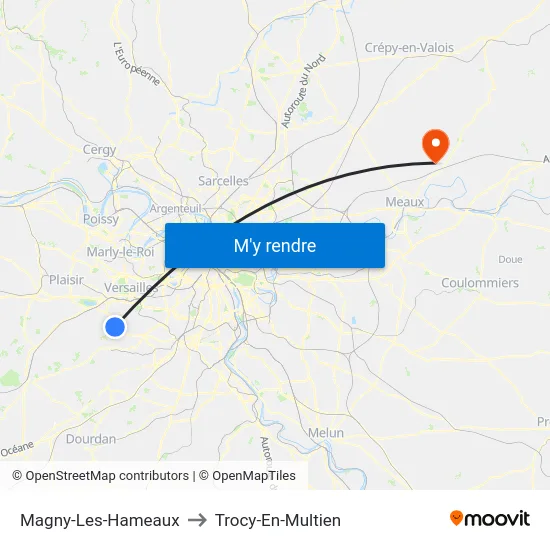 Magny-Les-Hameaux to Trocy-En-Multien map