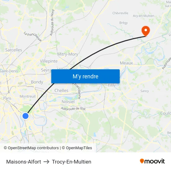 Maisons-Alfort to Trocy-En-Multien map