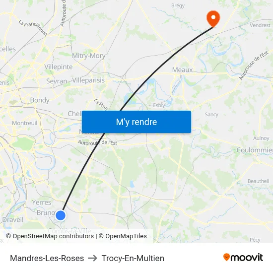 Mandres-Les-Roses to Trocy-En-Multien map