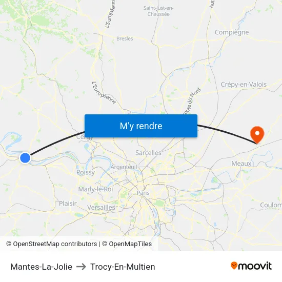 Mantes-La-Jolie to Trocy-En-Multien map
