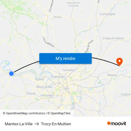 Mantes-La-Ville to Trocy-En-Multien map