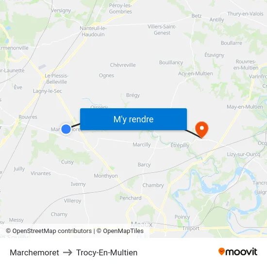 Marchemoret to Trocy-En-Multien map