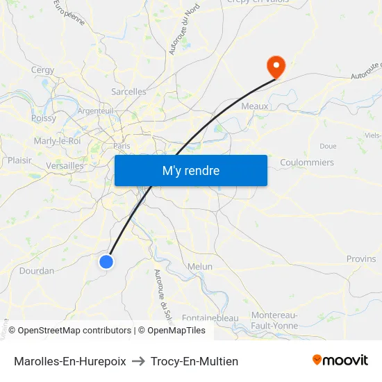 Marolles-En-Hurepoix to Trocy-En-Multien map
