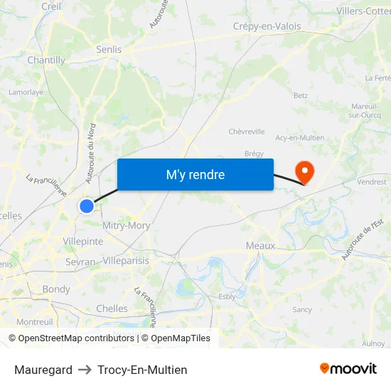 Mauregard to Trocy-En-Multien map