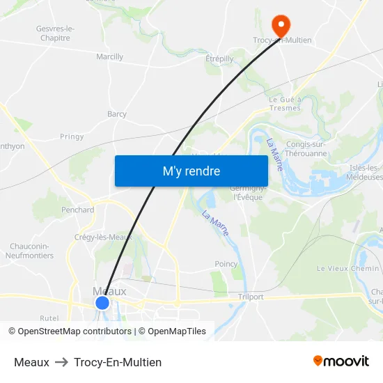 Meaux to Trocy-En-Multien map