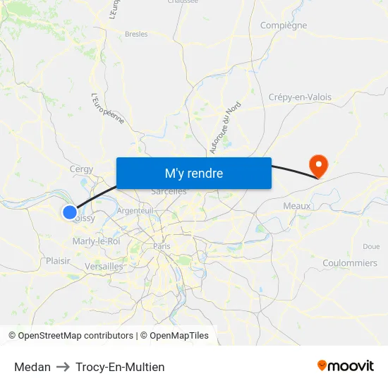Medan to Trocy-En-Multien map