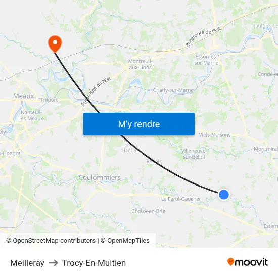 Meilleray to Trocy-En-Multien map