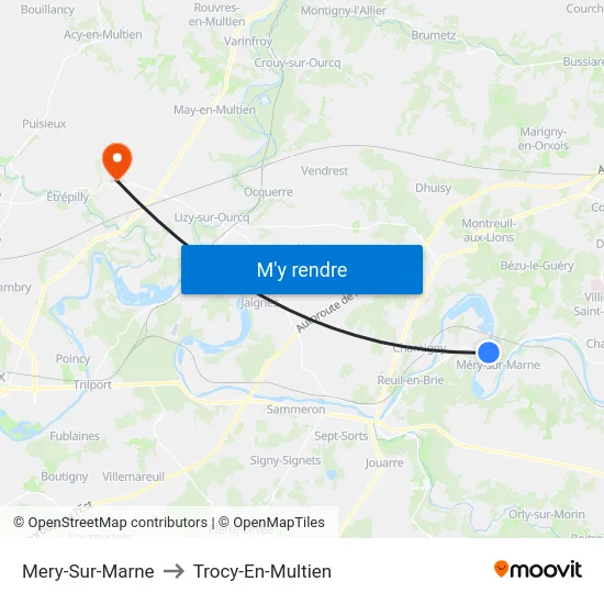 Mery-Sur-Marne to Trocy-En-Multien map
