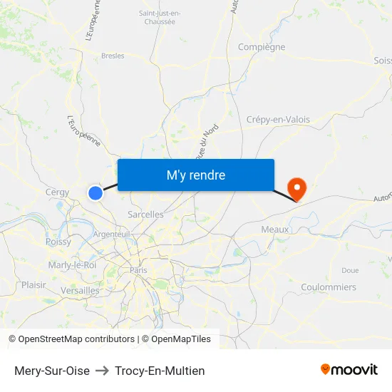 Mery-Sur-Oise to Trocy-En-Multien map