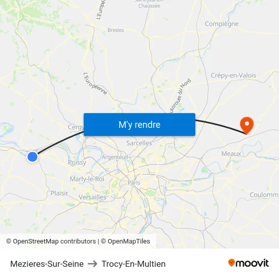Mezieres-Sur-Seine to Trocy-En-Multien map