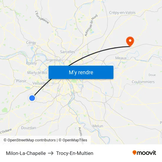 Milon-La-Chapelle to Trocy-En-Multien map