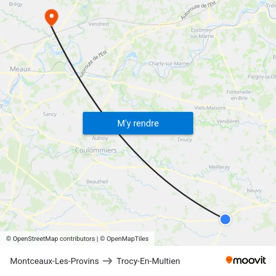 Montceaux-Les-Provins to Trocy-En-Multien map