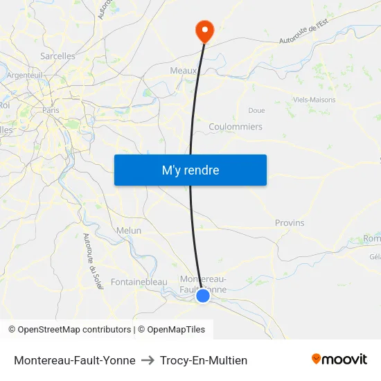 Montereau-Fault-Yonne to Trocy-En-Multien map