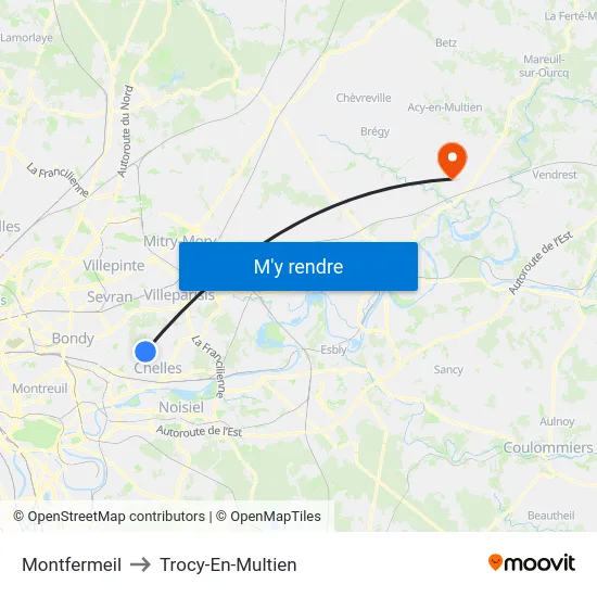 Montfermeil to Trocy-En-Multien map