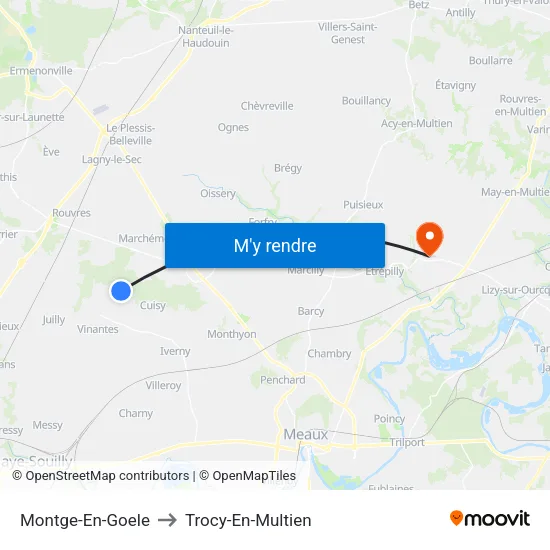 Montge-En-Goele to Trocy-En-Multien map