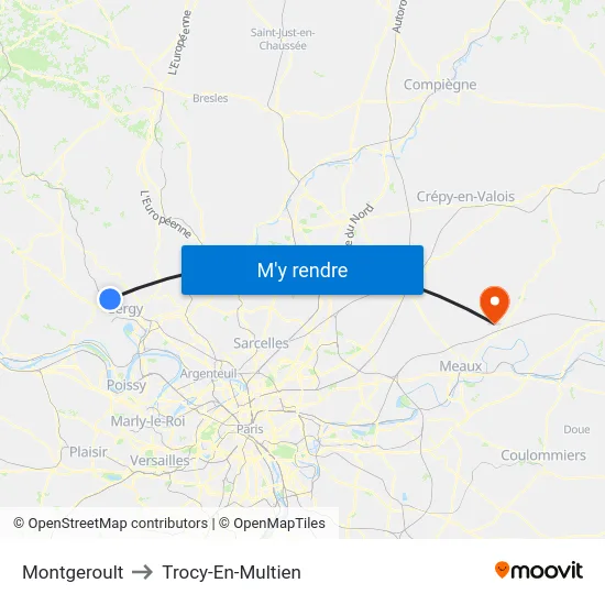 Montgeroult to Trocy-En-Multien map