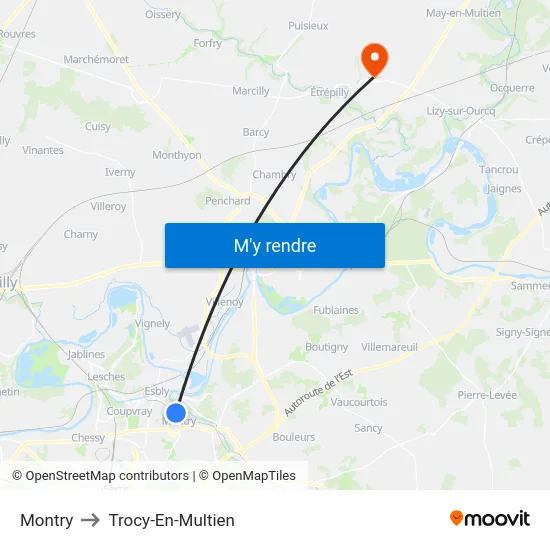 Montry to Trocy-En-Multien map