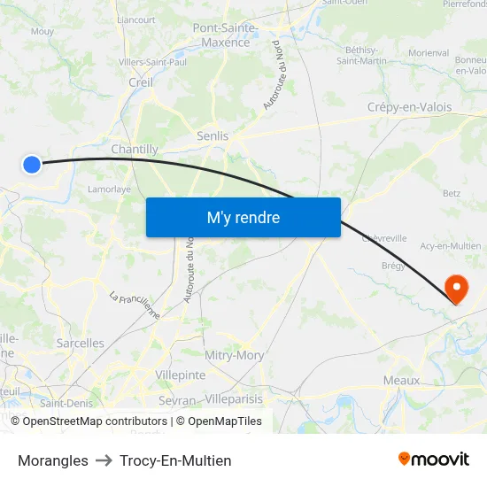 Morangles to Trocy-En-Multien map