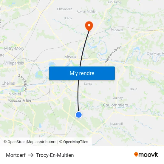 Mortcerf to Trocy-En-Multien map