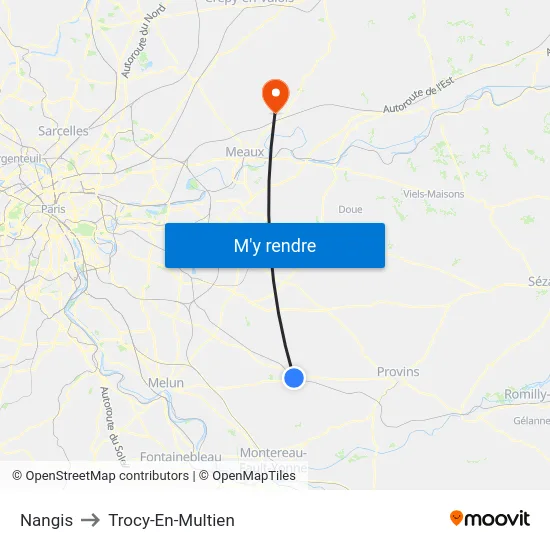 Nangis to Trocy-En-Multien map