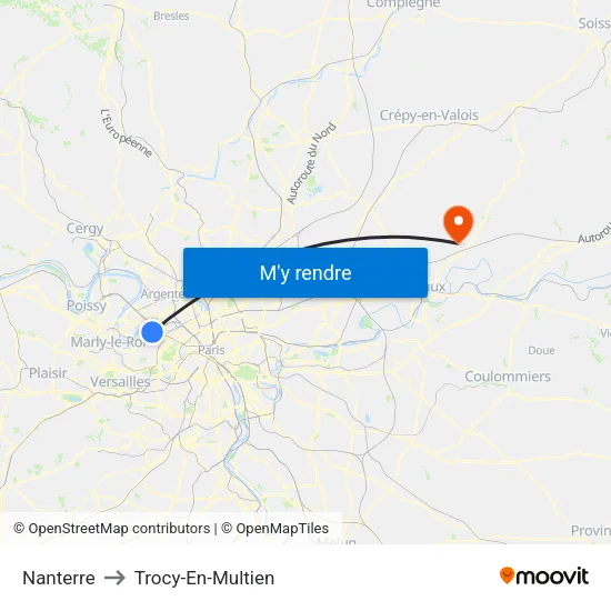 Nanterre to Trocy-En-Multien map