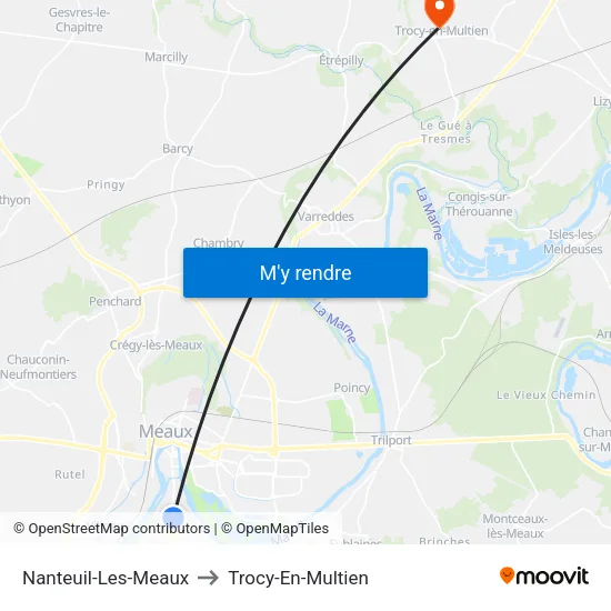 Nanteuil-Les-Meaux to Trocy-En-Multien map