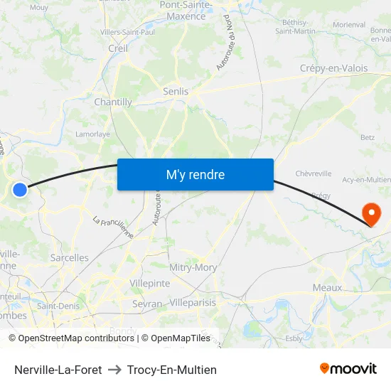 Nerville-La-Foret to Trocy-En-Multien map