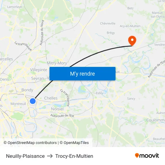 Neuilly-Plaisance to Trocy-En-Multien map