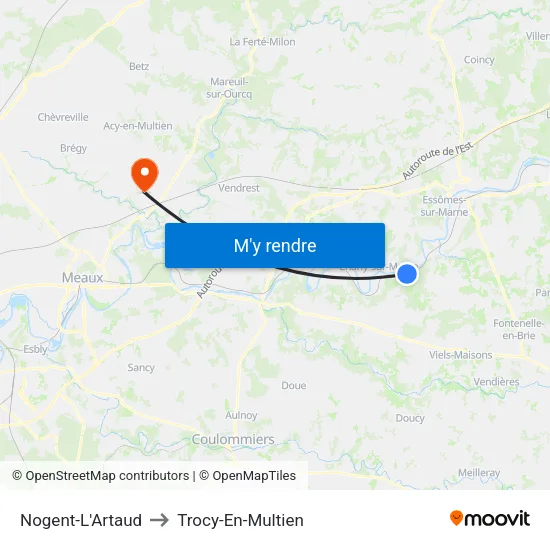 Nogent-L'Artaud to Trocy-En-Multien map