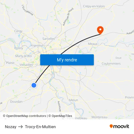Nozay to Trocy-En-Multien map