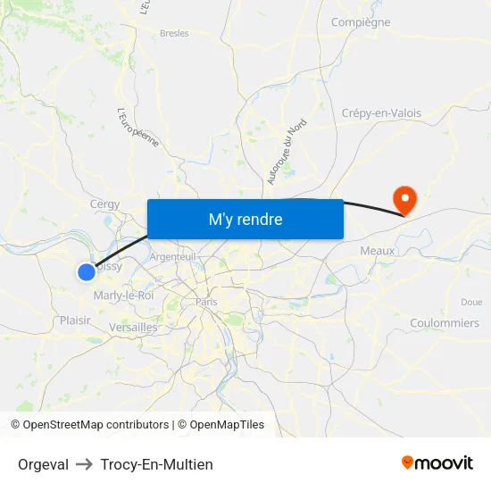 Orgeval to Trocy-En-Multien map