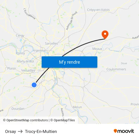 Orsay to Trocy-En-Multien map