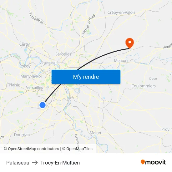 Palaiseau to Trocy-En-Multien map