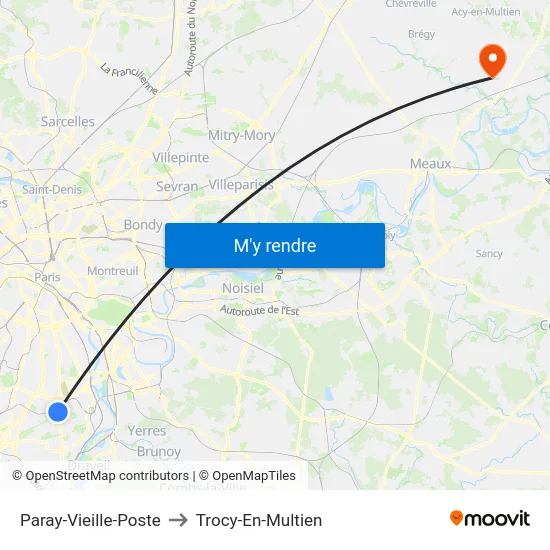 Paray-Vieille-Poste to Trocy-En-Multien map