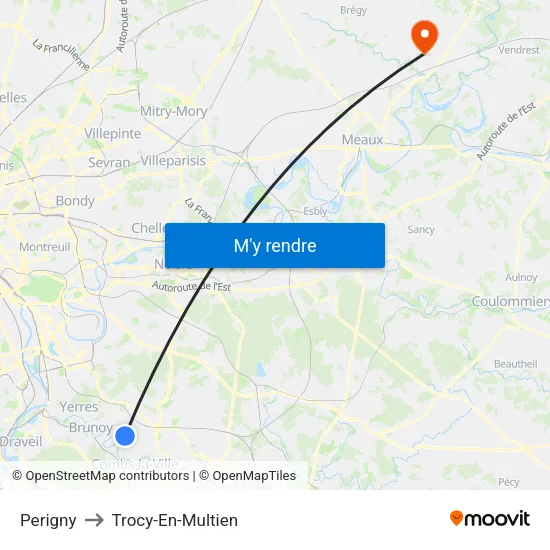 Perigny to Trocy-En-Multien map