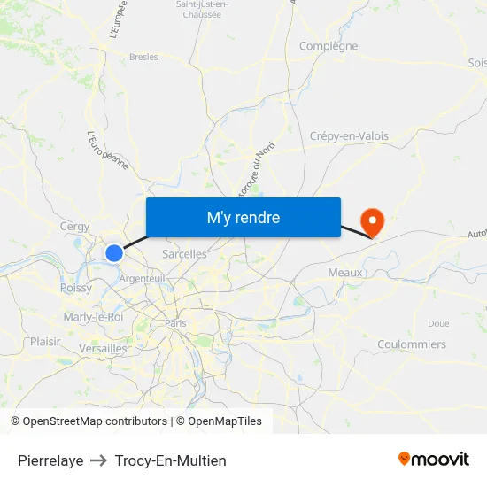 Pierrelaye to Trocy-En-Multien map