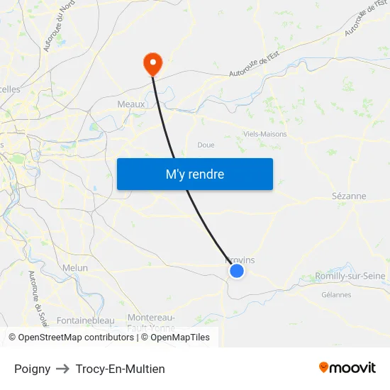 Poigny to Trocy-En-Multien map