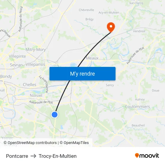 Pontcarre to Trocy-En-Multien map