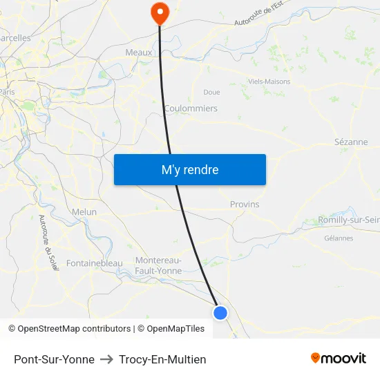 Pont-Sur-Yonne to Trocy-En-Multien map