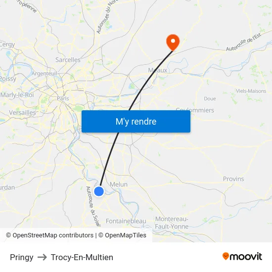 Pringy to Trocy-En-Multien map