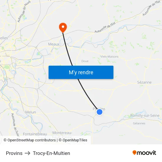Provins to Trocy-En-Multien map
