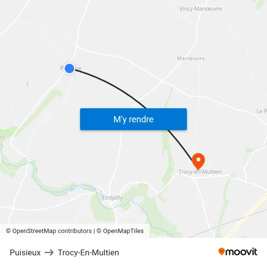 Puisieux to Trocy-En-Multien map