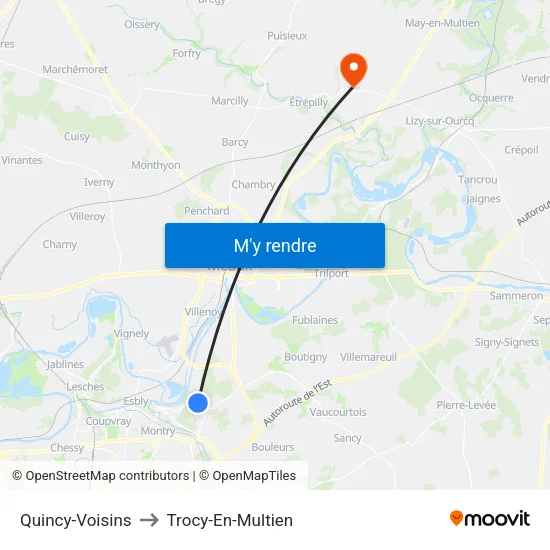 Quincy-Voisins to Trocy-En-Multien map