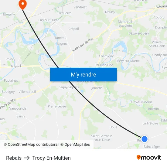 Rebais to Trocy-En-Multien map