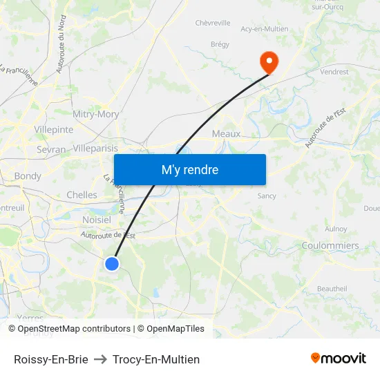 Roissy-En-Brie to Trocy-En-Multien map