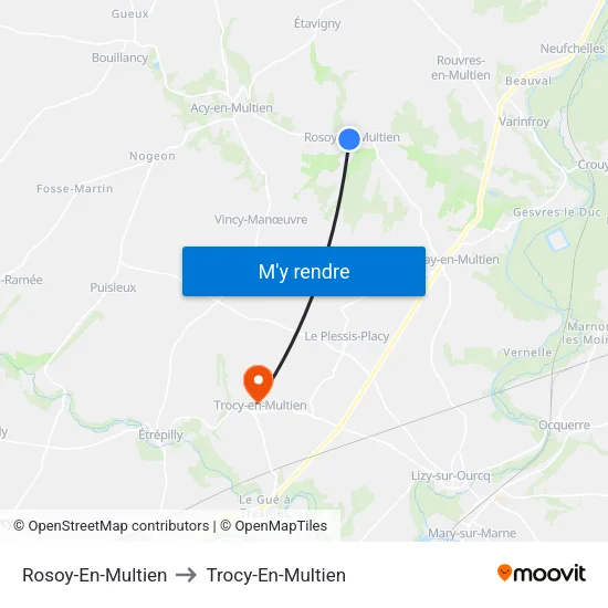Rosoy-En-Multien to Trocy-En-Multien map
