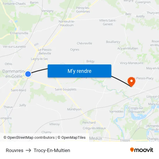 Rouvres to Trocy-En-Multien map