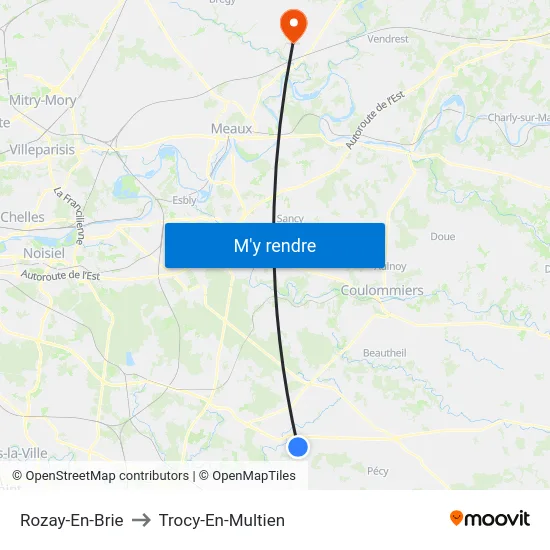 Rozay-En-Brie to Trocy-En-Multien map