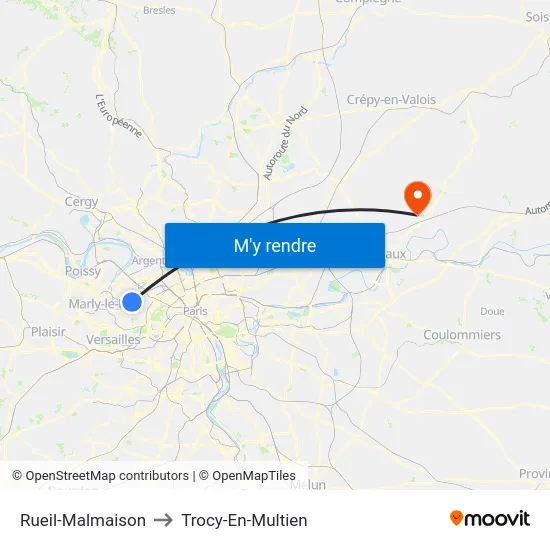 Rueil-Malmaison to Trocy-En-Multien map